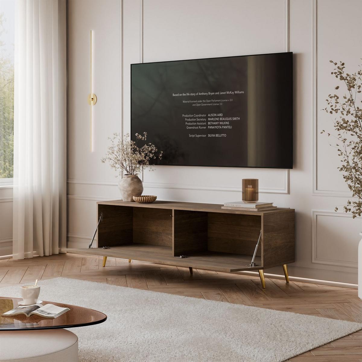TV-UNIT COLGANTE NUSSBAUM 150 auf Füßen LED - Nussbaumfarben, Holzwerkstoff (150/49/40cm) - Lookway
