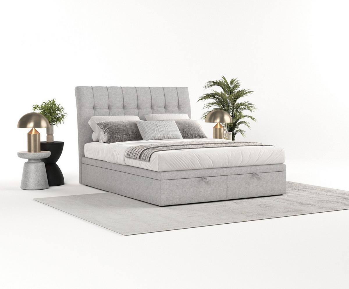 POLSTERBETT Kelsea mit Stauraum 120/200 cm Grau im Megan Stoff - Schwarz/Grau, Holz/Holzwerkstoff (120/200cm) - AltaBeds