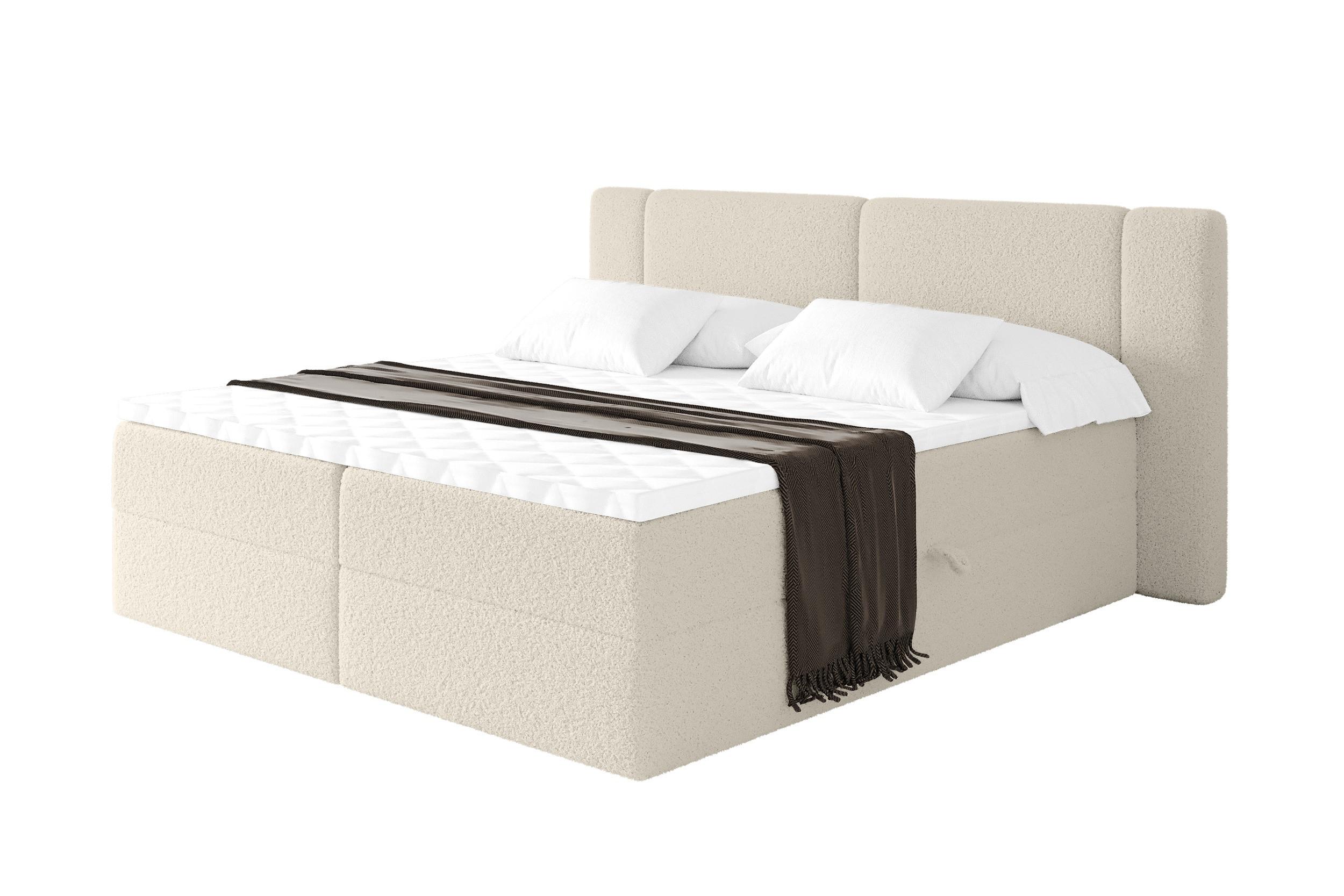 BOXBETT mit Matratze H4 - EVON - 180x200 cm Beige - Kaschmir, Holzwerkstoff (180/200cm) - ALTDECOR