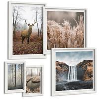 BILDER SET 5er Set - 50x50 cm & 20x30 cm & 40x60 cm Weißer Rahmen - Die charmanten Straßen der Hafenstädte - Weiß, Kunststoff (40/60cm) - TULUP