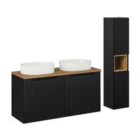 BADMÖBEL 120cm Riva 2er-Set Schwarz und Holz - Schwarz, Holzwerkstoff (120/57/40cm) - Petits-meubles