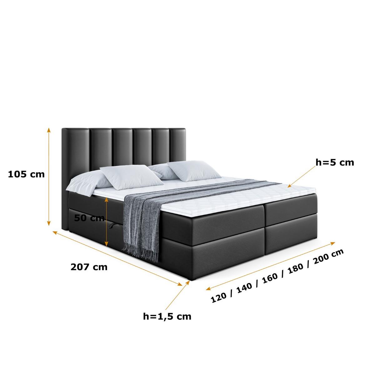 BOXBETT mit Matratze H4 und Lattenrost - BOXI1 - 180x200 cm - H4 - Schwarz Hochglanz - Schwarz Hochglanz, Holzwerkstoff (180/200cm) - ALTDECOR
