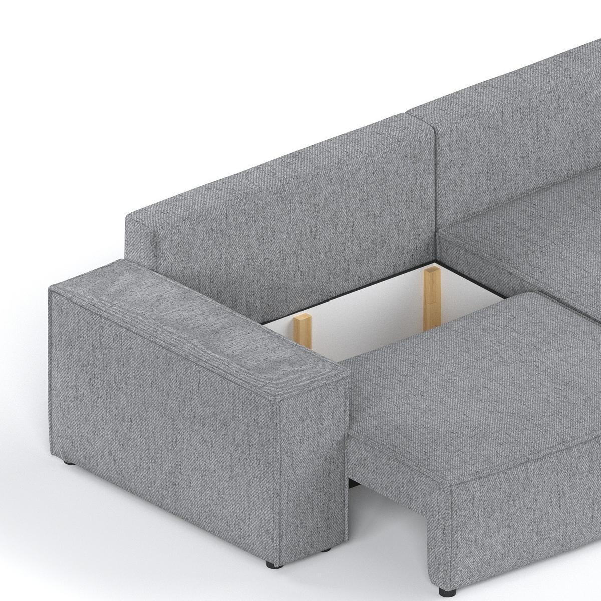 ECKSOFA CAVO mit Schlaffunktion Grau im Neve Stoff - Schwarz/Grau, Holz/Holzwerkstoff (255/148cm) - AltaBeds