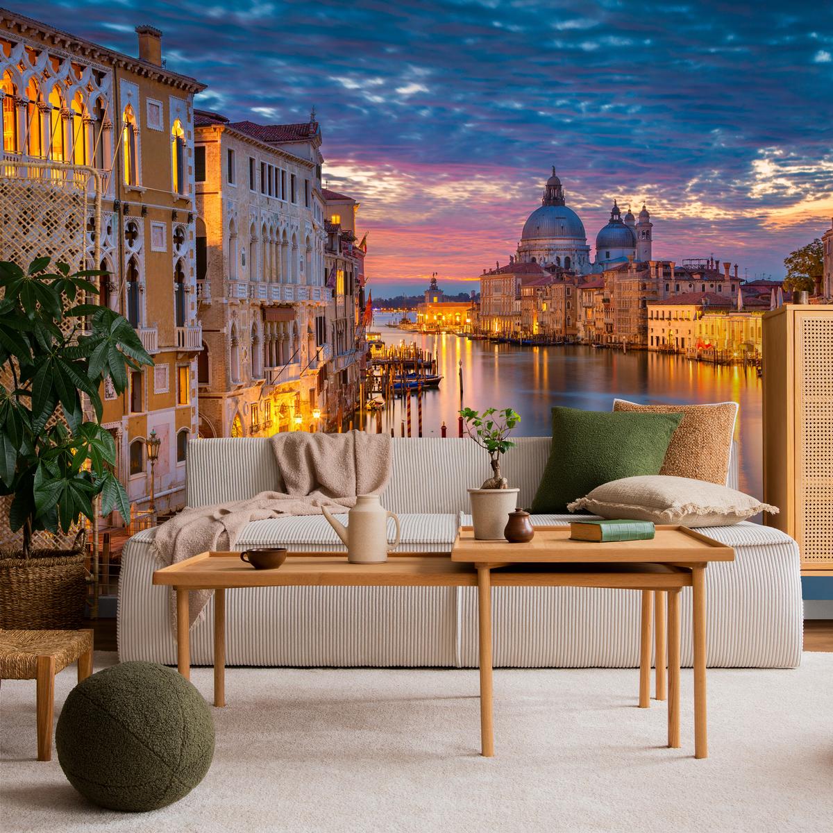 FOTOTAPETE Panorama von Venedig 350x256 - Violett/Rosa, Papier (350/256cm) - Muralo