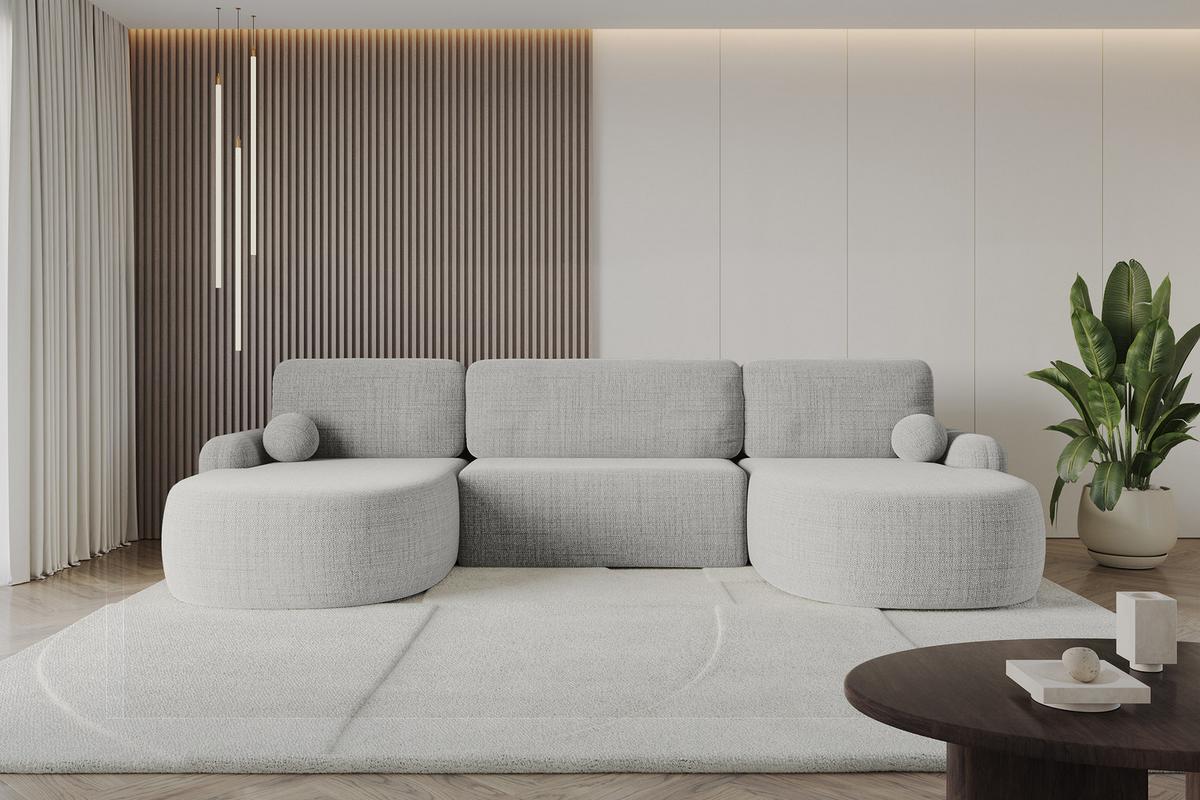 WOHNLANDSCHAFT mit Schlaffunktion und Bettkasten LIRA-U - 335x172x89 Hellgrau - Hellgrau, Holzwerkstoff/Textil (335/89/172cm) - ALTDECOR
