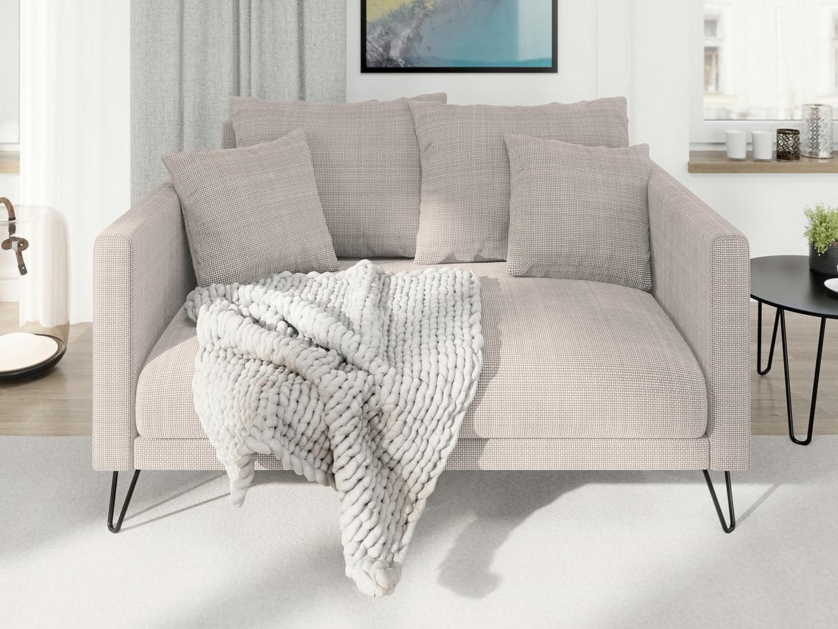 2-SITZER-SOFA Harmony Taupe Chenille - Taupe/Schwarz, Holz/Textil (140/85/100cm) - S-Style Möbel