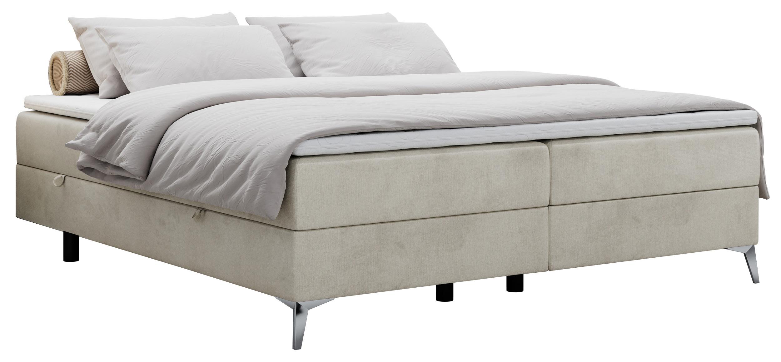 BOXBETT LESS 120/200 Beige Velvet - H4 - Beige, Holz/Textil (120/200cm) - MKS