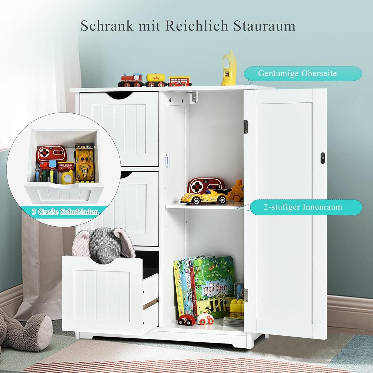 AUFBEWAHRUNGSSCHRANK Weiß - Weiß, Holz (60/81/30cm) - COSTWAY