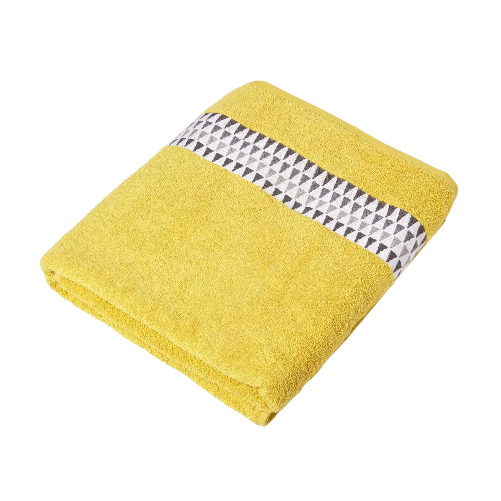 BADETUCH Geometric senfgelb 100/150 cm - Currygelb, Textil (100/150cm) - Homescapes