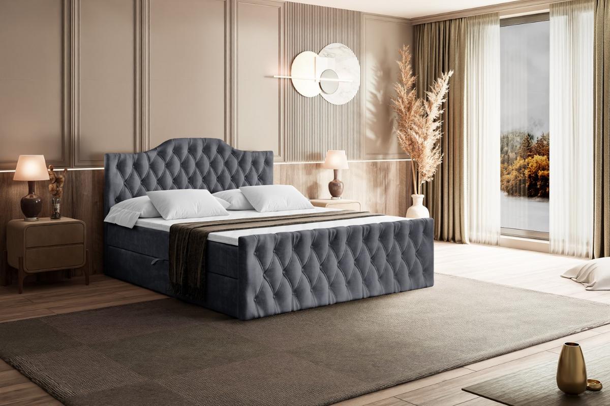 BOXBETT VILA-1-Z - 120x200 cm - H3 - Dunkelgrau - Dunkelgrau, Holzwerkstoff (120/200cm) - ALTDECOR