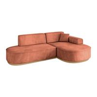 ECKSOFA Ottomane Rechts MARI-L1-v2 - 243x171x83 cm Koralle Velours - Koralle, Holzwerkstoff/Textil (171/243cm) - ALTDECOR