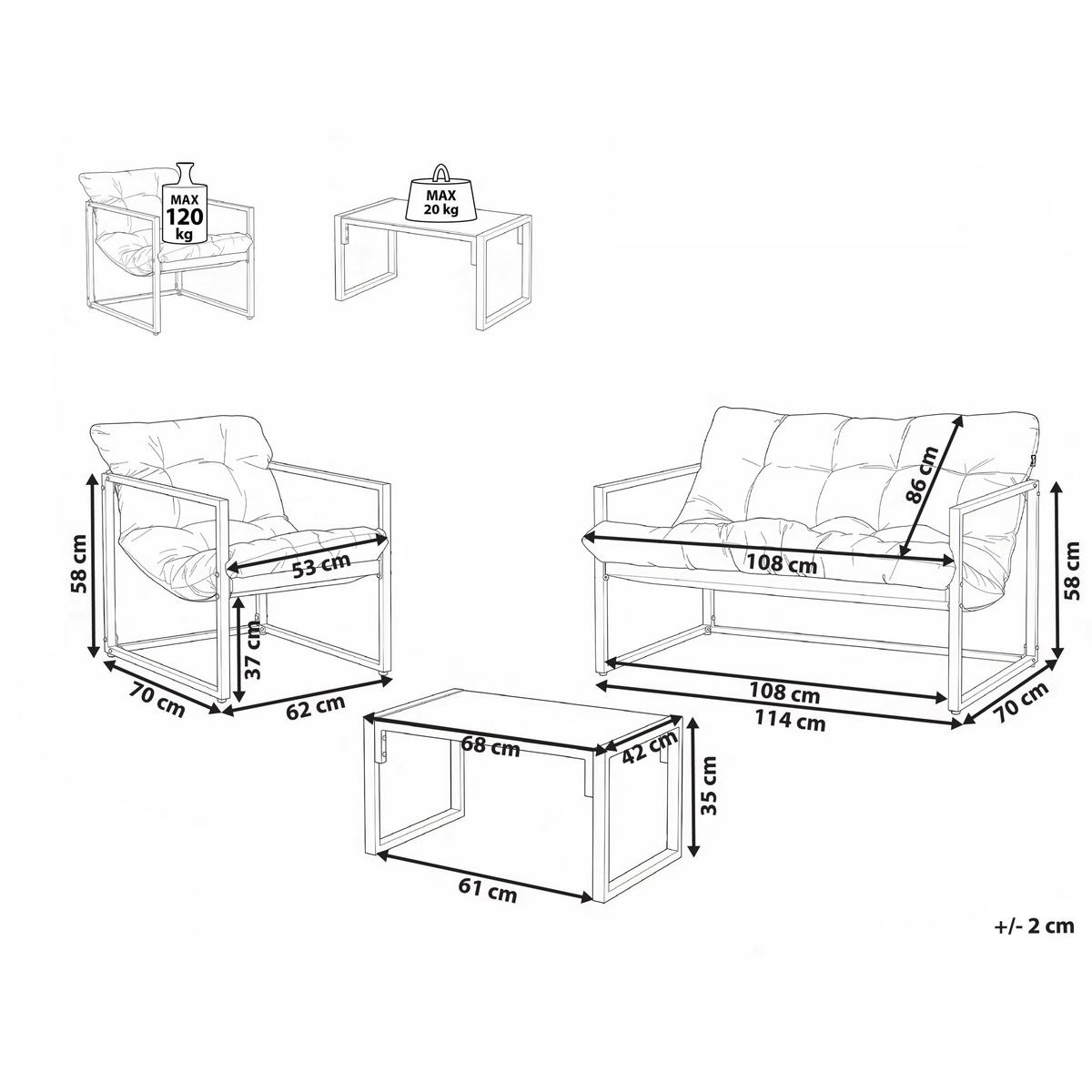 LOUNGE-SET Beige Garda - Beige, Metall - Beliani