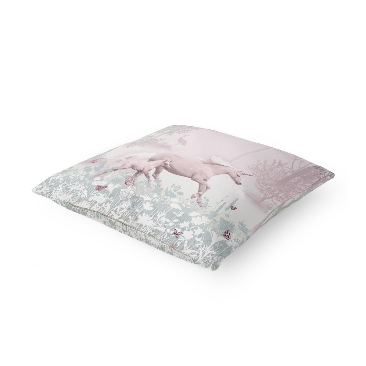 DEKOKISSEN Einhorn auf Blumenwiese in Rosa 40/40 cm - Rosa, Textil (40/40/10cm) - Bilderwelten