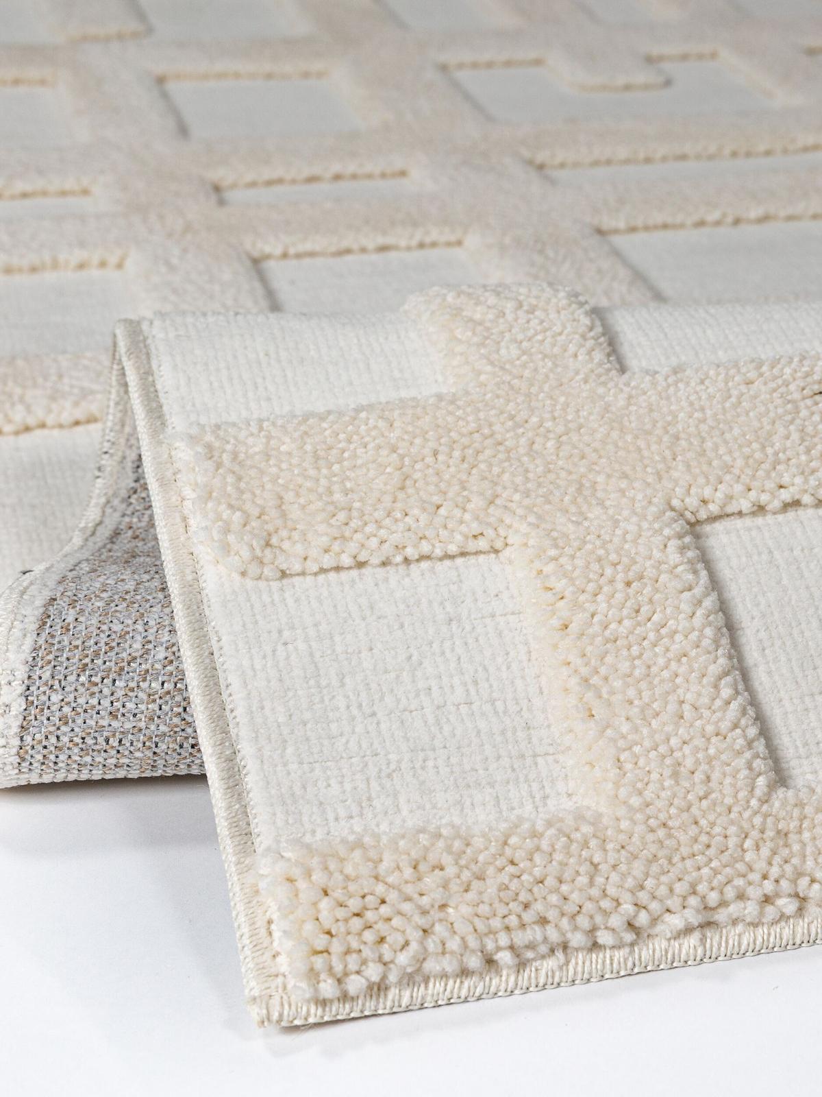 HOCHFLORTEPPICH FORSS, Labyrinth-Relief, Creme, 133 x 190 cm - Beige, Textil (133/190cm) - KADIMA DESIGN