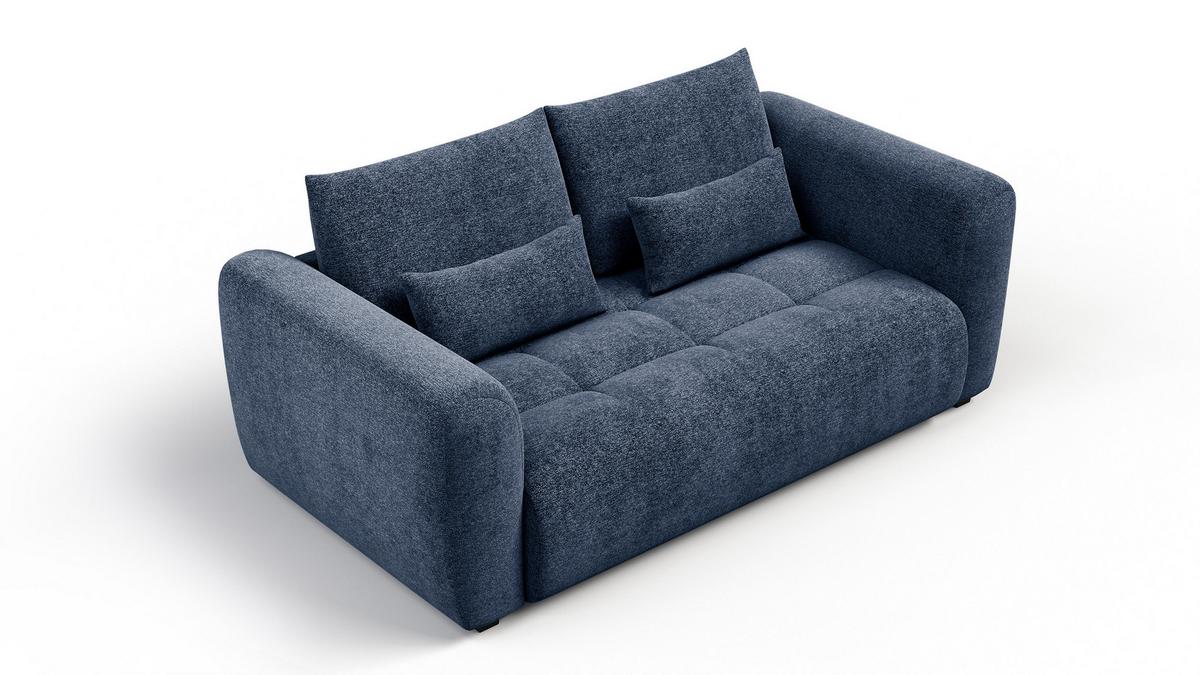 SOFA SORENO 3-Sitzer, dunkelblau - Schwarz/Dunkelblau, Holz/Textil (214/94/114cm) - Wozimo