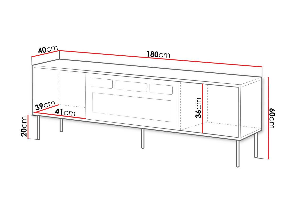 TV-LOWBOARD Cortina 180 mit Elektrische Kamin - Schwarz/Braun, Holzwerkstoff/Metall (180/60/40cm) - MIRJAN24