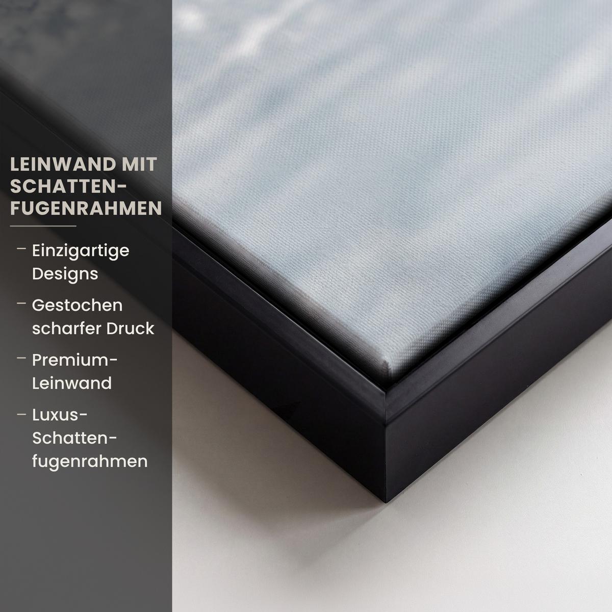 LEINWAND Bilder mit Rahmen - Pferde - Winter - Tiere - Natur - Schnee - 90x90 - Anthrazit, Textil (90/90cm) - MuchoWow