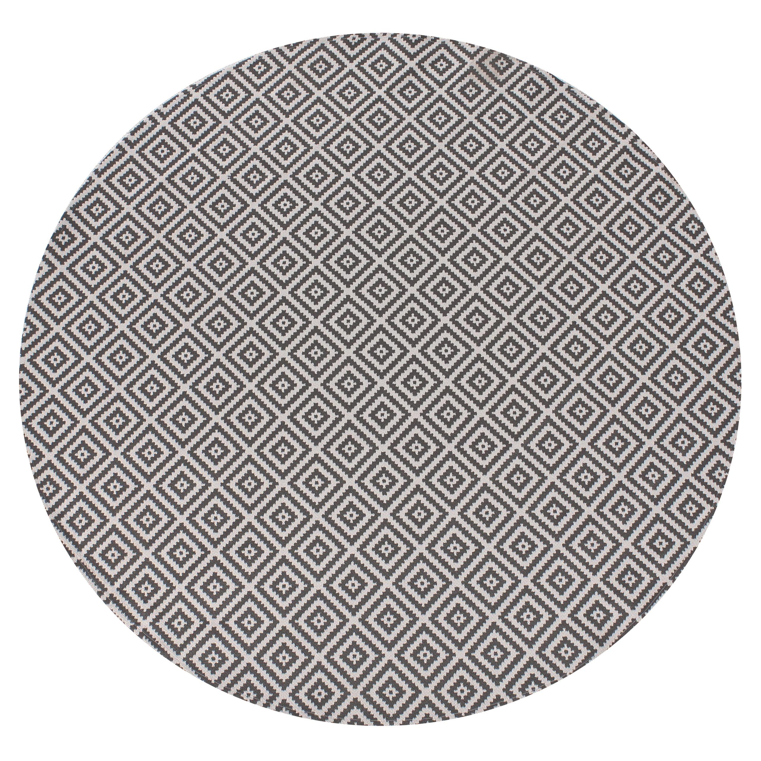 OUTDOORTEPPICH Grau 120 cm Thrissur - Dunkelgrau/Weiß, Kunststoff (120/120cm) - Beliani