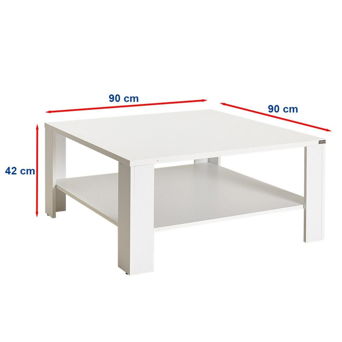 COUCHTISCH mit Ablagefach - lena 90/90/42 cm - Weiß, Holzwerkstoff (98/90/42cm) - Calicosy