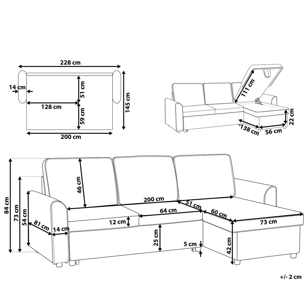 ECKSOFA Polsterbezug Hellgrau rechtsseitig Nesna - Hellgrau, Textil (228/145cm) - Beliani
