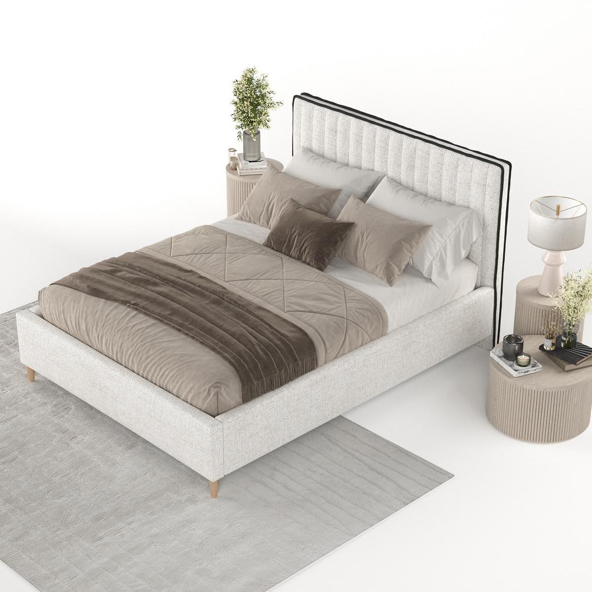 POLSTERBETT Aria 140/200 cm Creme im Neve Stoff - Creme/Naturfarben, Holz/Holzwerkstoff (140/200cm) - AltaBeds