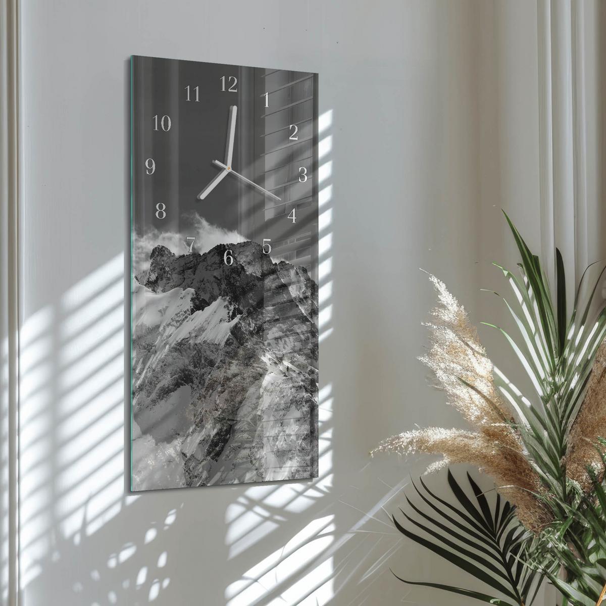 WANDUHR aus Glas 30x60 cm - Berg - Grau, Glas (30/60/0.4cm) - TULUP