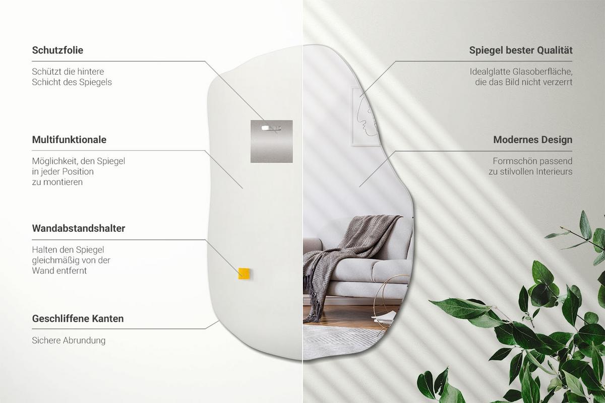 SPIEGEL Asymmetrisch 70x45,5 cm - Transparent, Glas (45.4/70/0.4cm) - Wallfluent