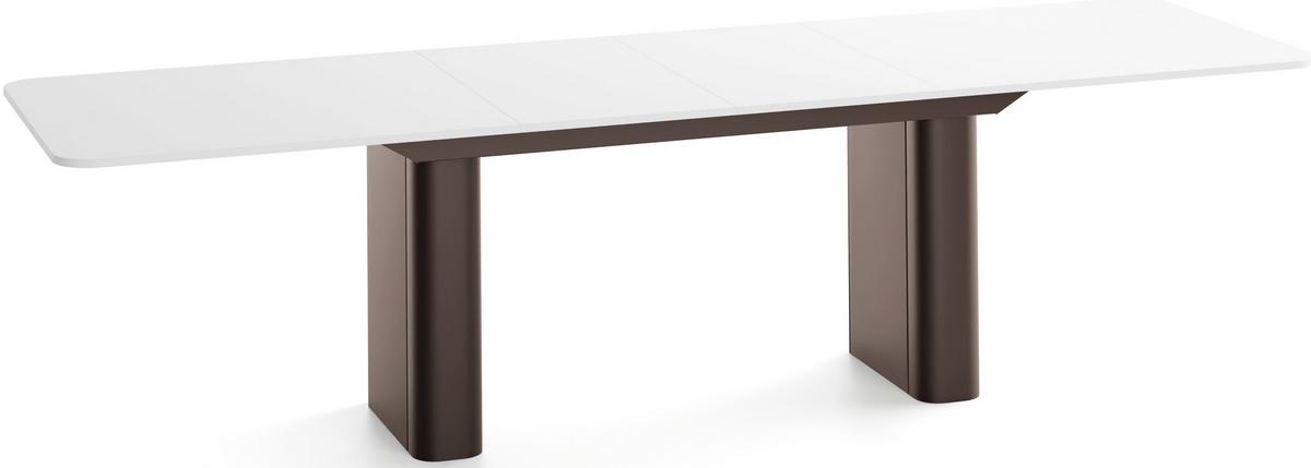 ESSTISCH Riven rechteckig ausziehbar verlängerbar mit Butterfly-Auszug, Weiß 200-296/90/76 cm - Weiß/Braun, Holzwerkstoff/Metall (90/296/76cm) - WFL GROUP