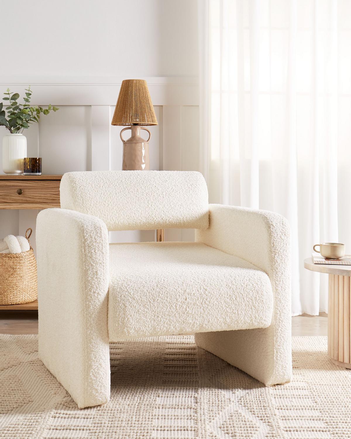 SESSEL Cremeweiß Hallsberg - Weiß, Textil (80/76/80cm) - Beliani