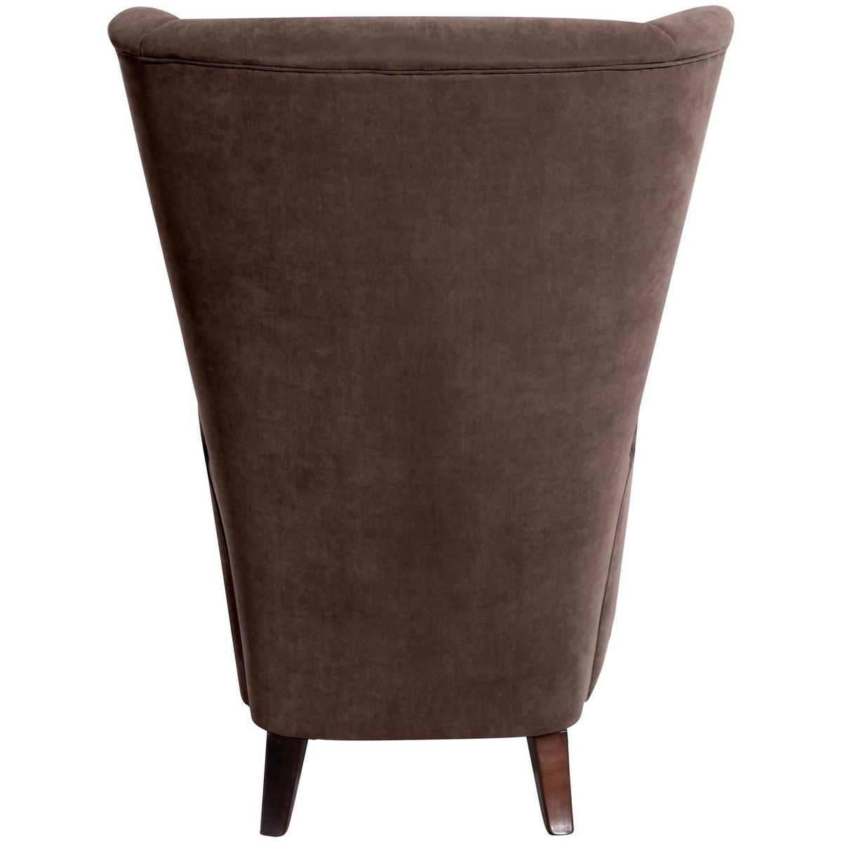 HOCHLEHNSESSEL Kailey Bezug Velourstoff Buche nussbaum dunkel / braun - Braun, Kunststoff (96/122/89cm) - 58aufmkessel