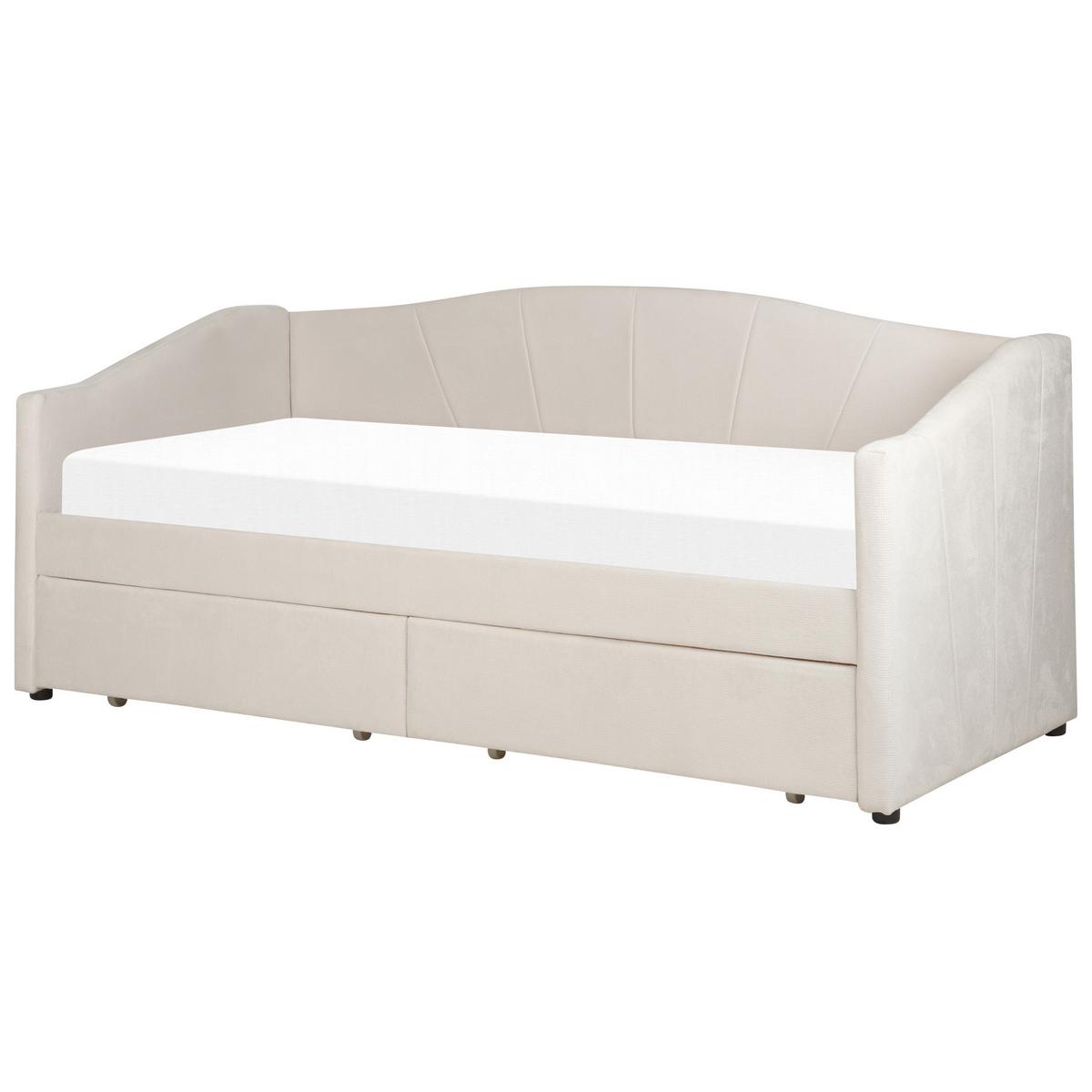 TAGESBETT mit Stauraum 90x200 cm Beige Vittel - Beige, Textil (90/200cm) - Beliani