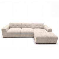ECKSOFA L Form Corlu Creme 310/165/78 cm – stilvolle kleine Eckcouch Rechts - Creme/Schwarz, Kunststoff/Textil (165/310cm) - AX Living