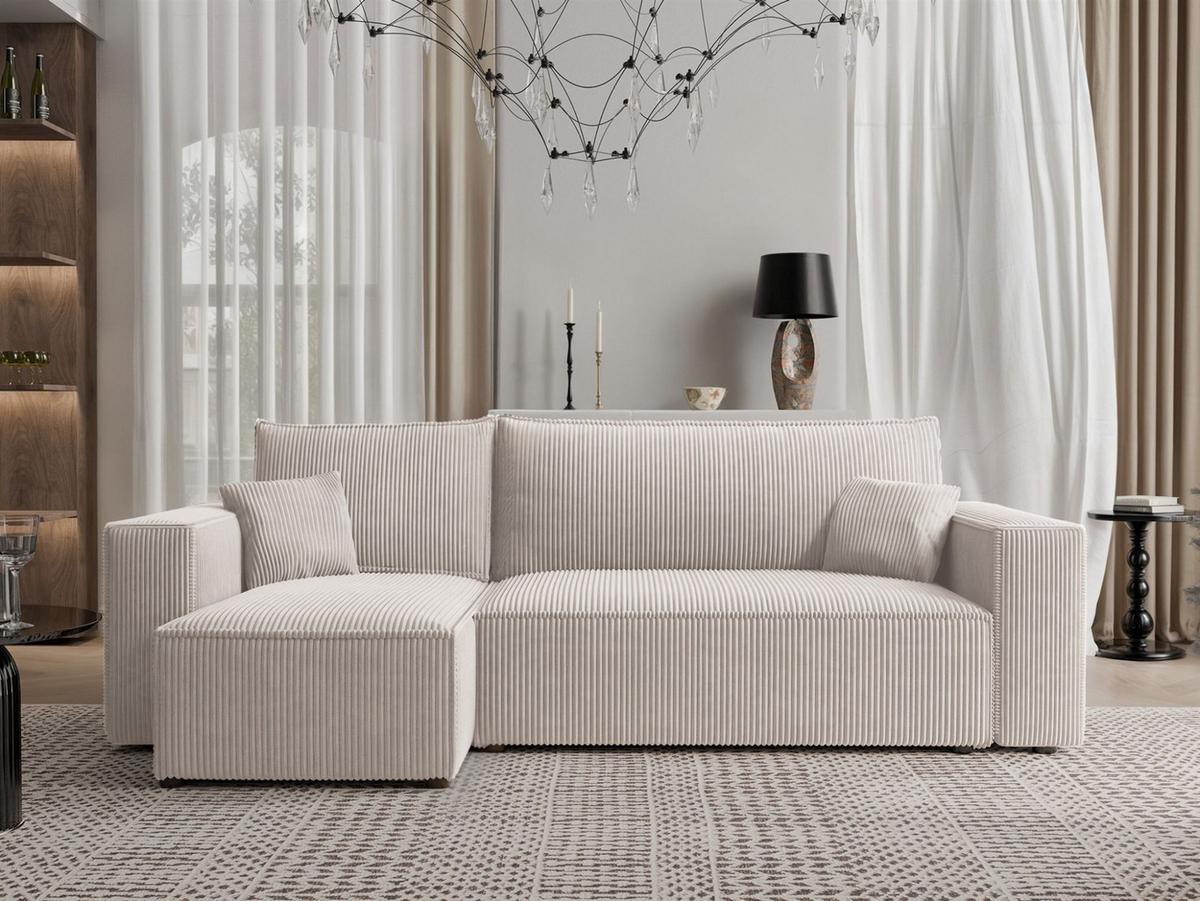 ECKSOFA Adara Mit Schlaffunktion - Weiß, Holzwerkstoff/Textil (244/145cm) - Fun Möbel