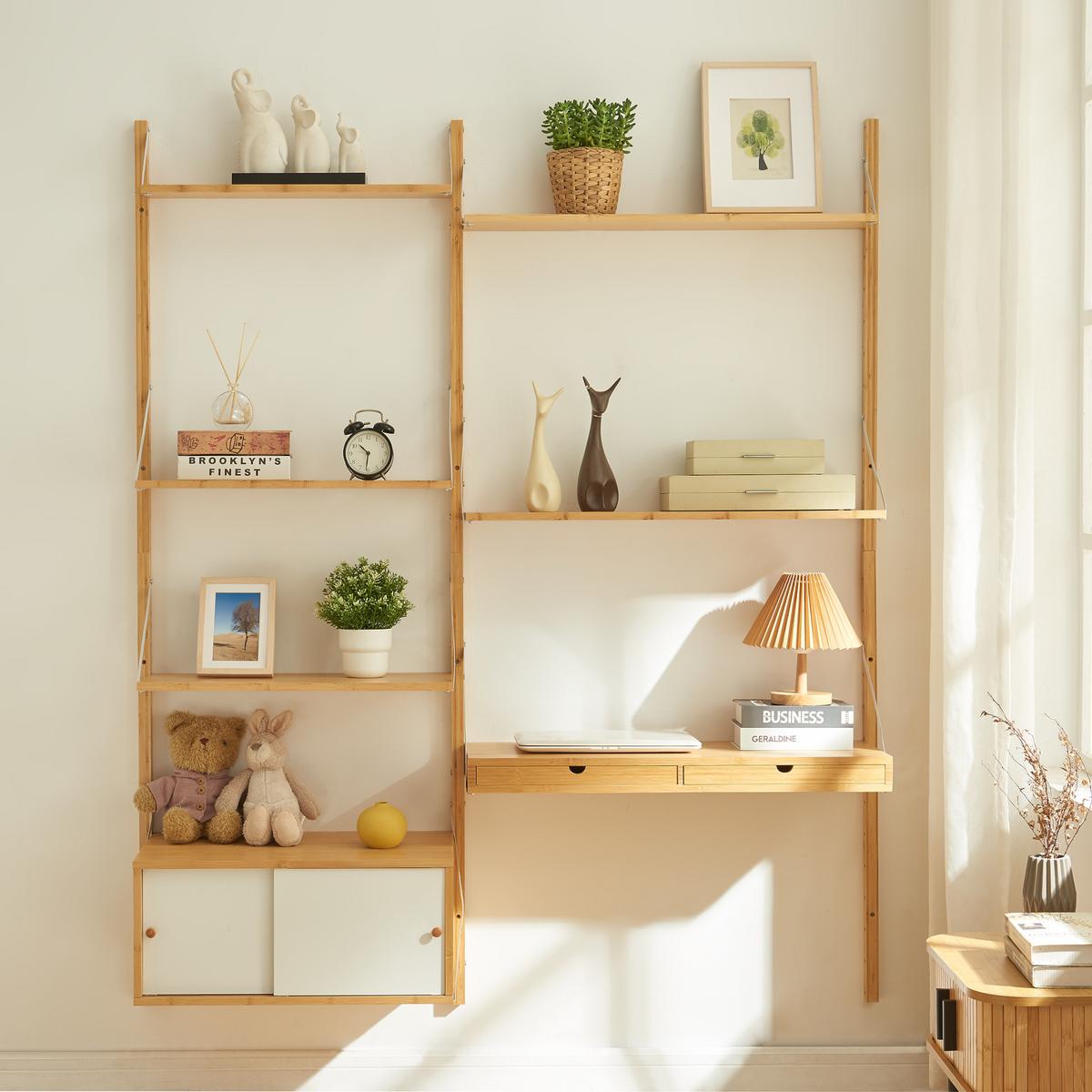 WANDREGAL Tingvoll - Naturfarben, Holz (147/176/34cm) - [en.casa]