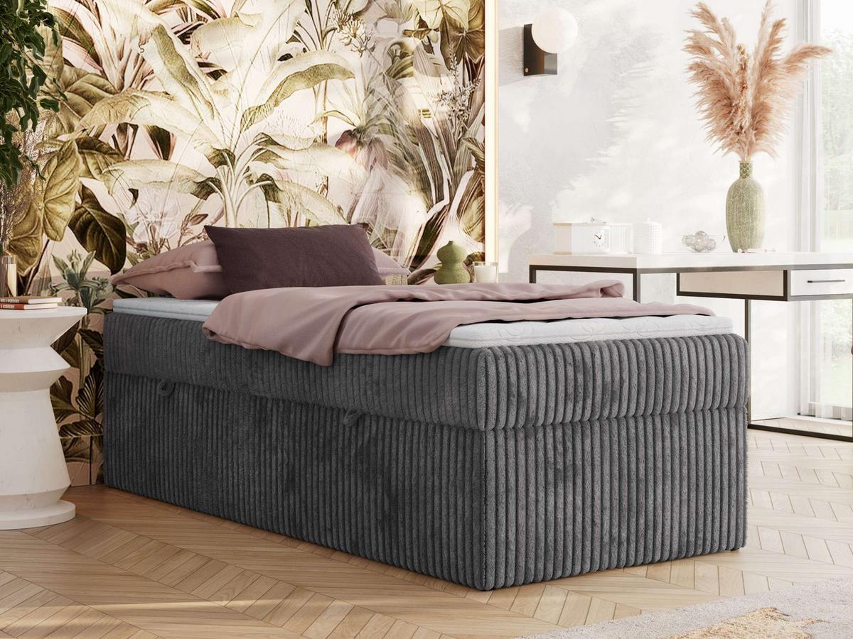 BOXBETT ZERO 90/200 - Grau Cord - H3 - Topper T25 - Grau, Textil (90/200cm) - MKS