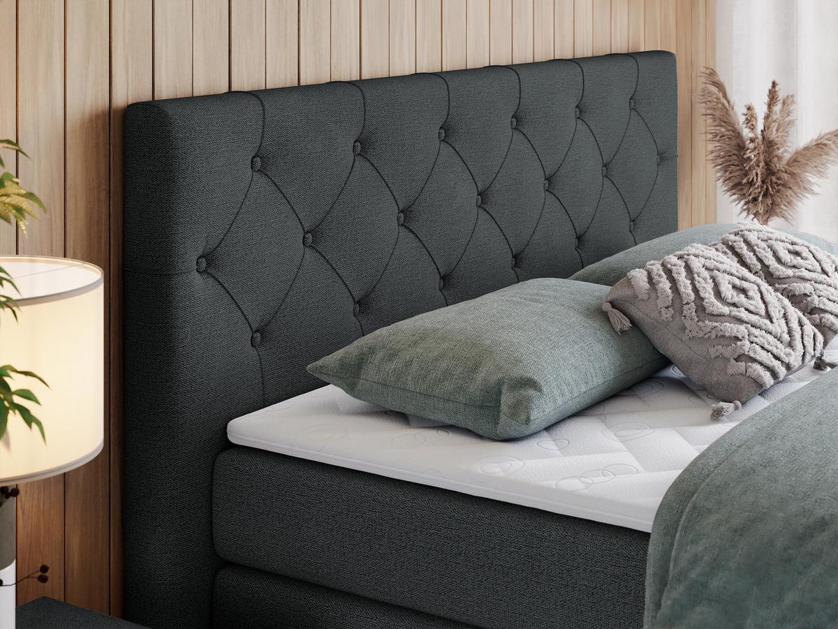 BOXSPRINGBETT KING VELEN 140/200 Dunkelgrau Struktur - H3 - Dunkelgrau, Holz/Textil (140/200cm) - MKS