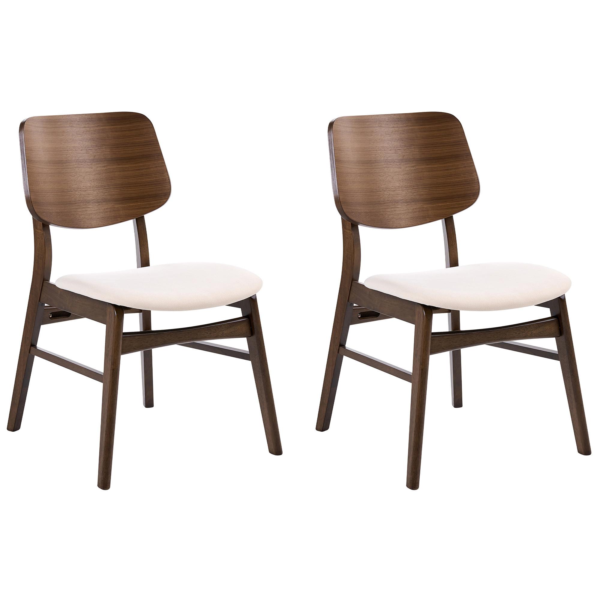 ESSZIMMERSTUHL 2er-Set Stoff Cremeweiß/Braun Mayer - Weiß, Textil (50/80/59cm) - Beliani