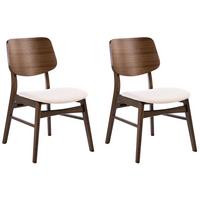 ESSZIMMERSTUHL 2er-Set Stoff Cremeweiß/Braun Mayer - Weiß, Textil (50/80/59cm) - Beliani