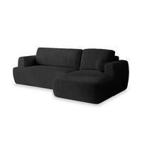ECKSOFA SENTI P R-S Schwarz Kordstoff mit Schlaffunktion - Schwarz, Holz/Kunststoff (246/148cm) - MASSENO
