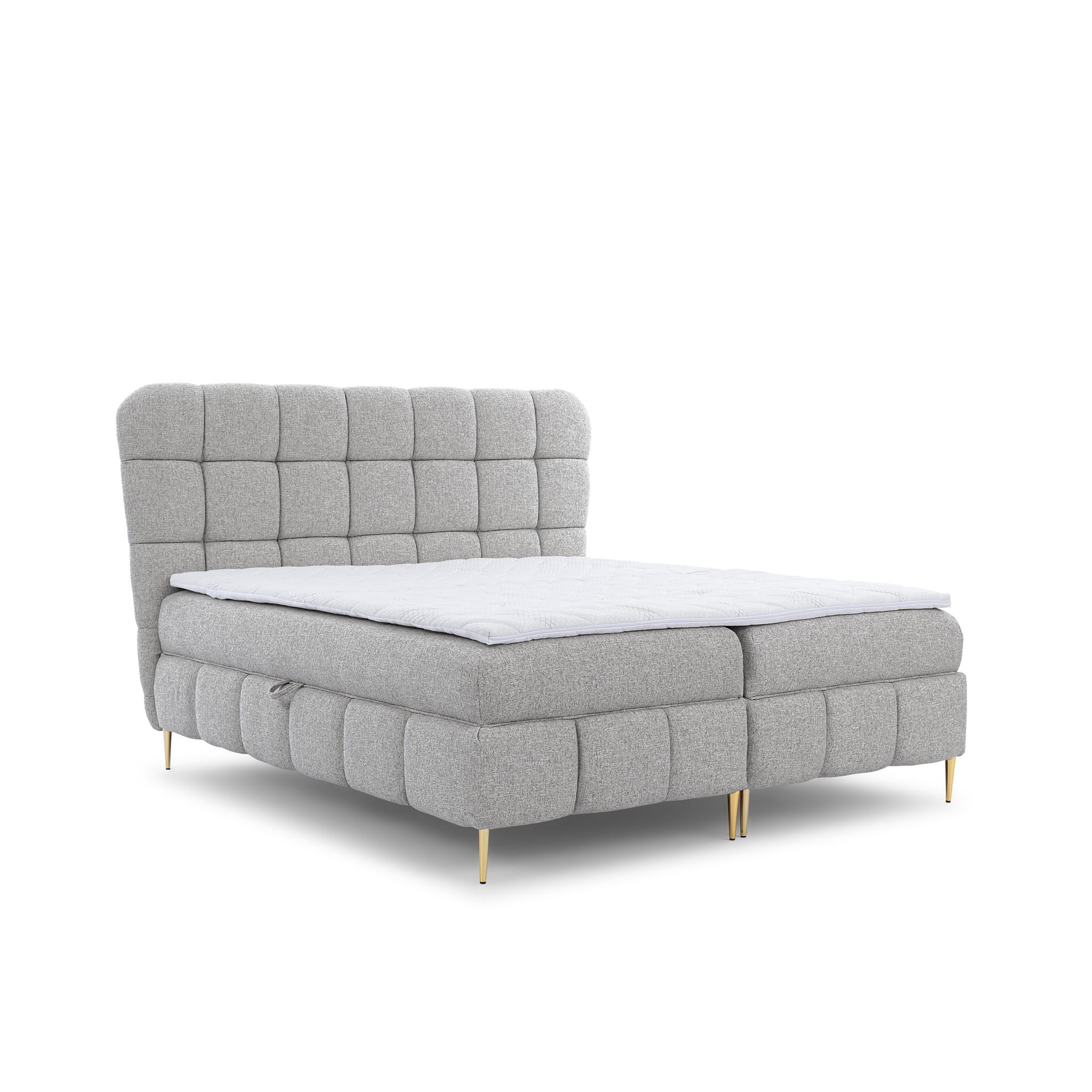 BOXBETT Grazia In Corbett - Silberfarben, Holzwerkstoff/Textil (160/200cm) - Fun Möbel