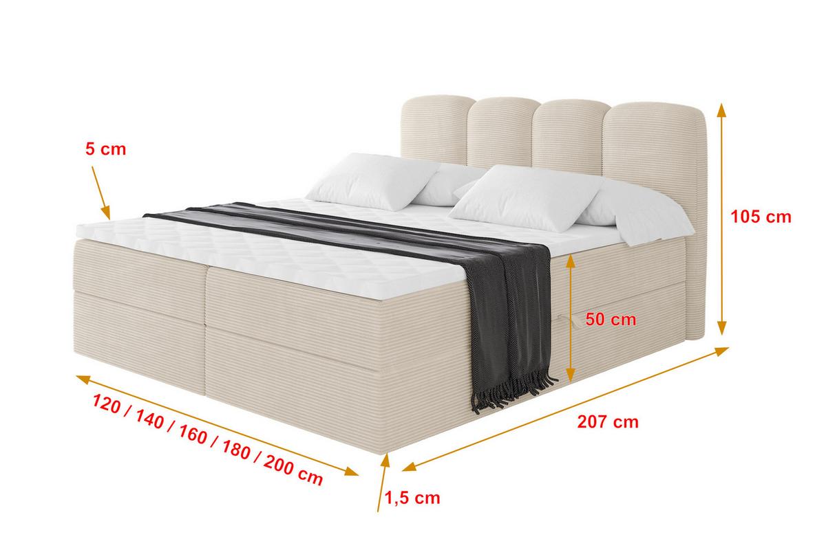 BOXBETT mit Matratze H4 - NINA - 180x200 cm - Beige - Ecru, Holzwerkstoff (180/200cm) - ALTDECOR