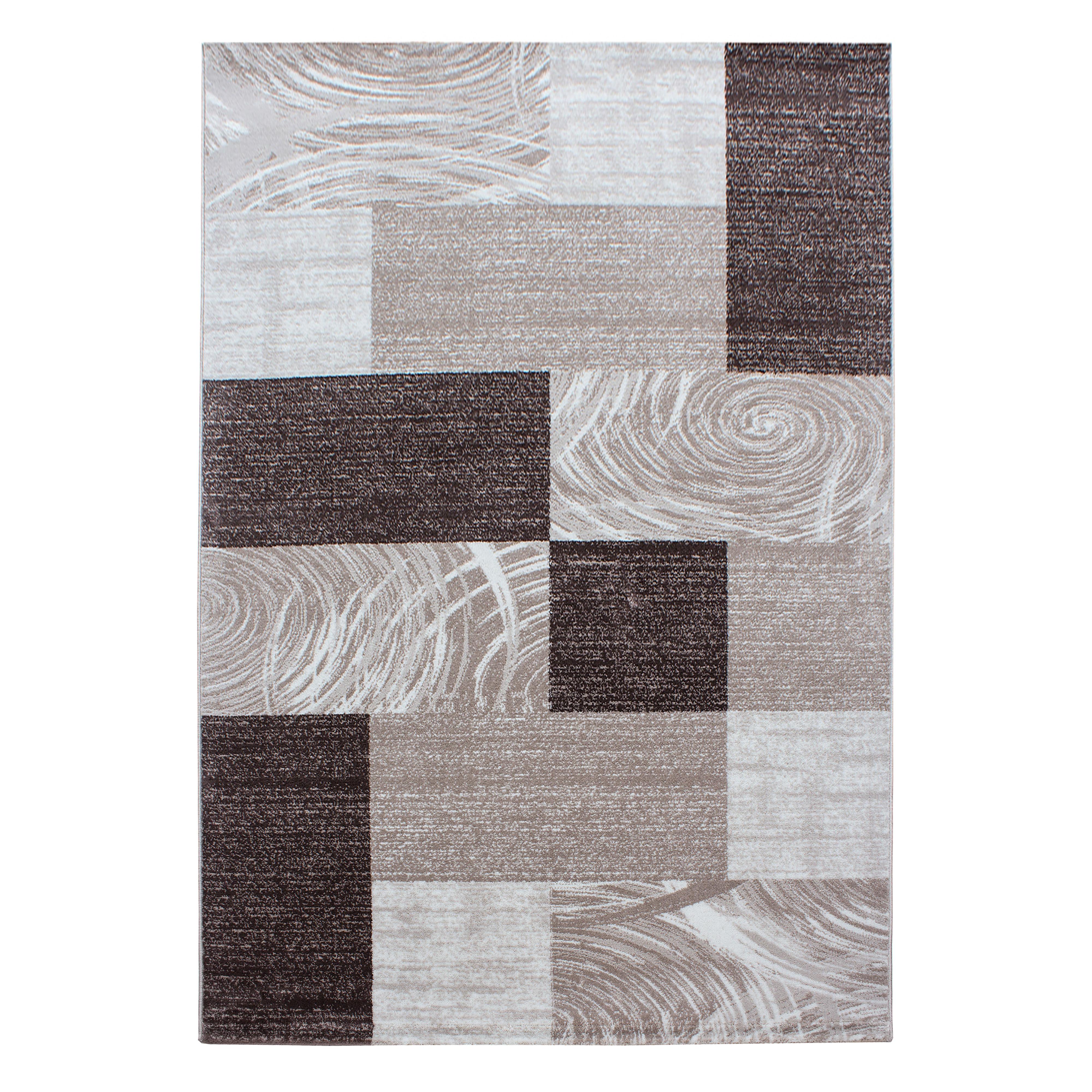 TEPPICH Kurzflor DRAU in Braun, abstrakt kariert, 140 x 200 cm - Braun, Textil (200/140cm) - KADIMA DESIGN