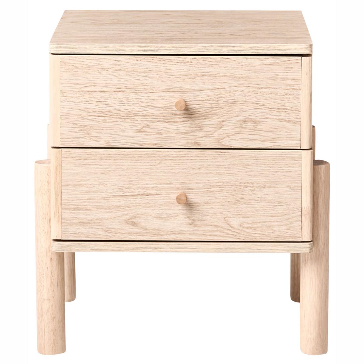 NACHTTISCH mit 2 Schubladen Hellbraun Collins - Hellbraun, Naturmaterialien (40/40/50cm) - Beliani
