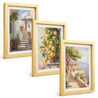 BILDER SET 3er Set - 20x30 cm Goldrahmen - Lemon Streets Meerblick - Goldfarben, Kunststoff (20/30cm) - TULUP