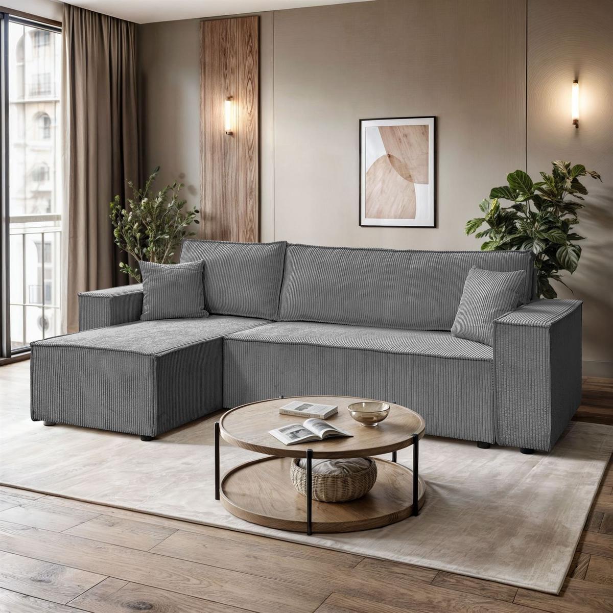 GEPOLSTERTES Ecksofa CARLOS L, Poso 60 - Grau, Textil (247/143cm) - Lookway