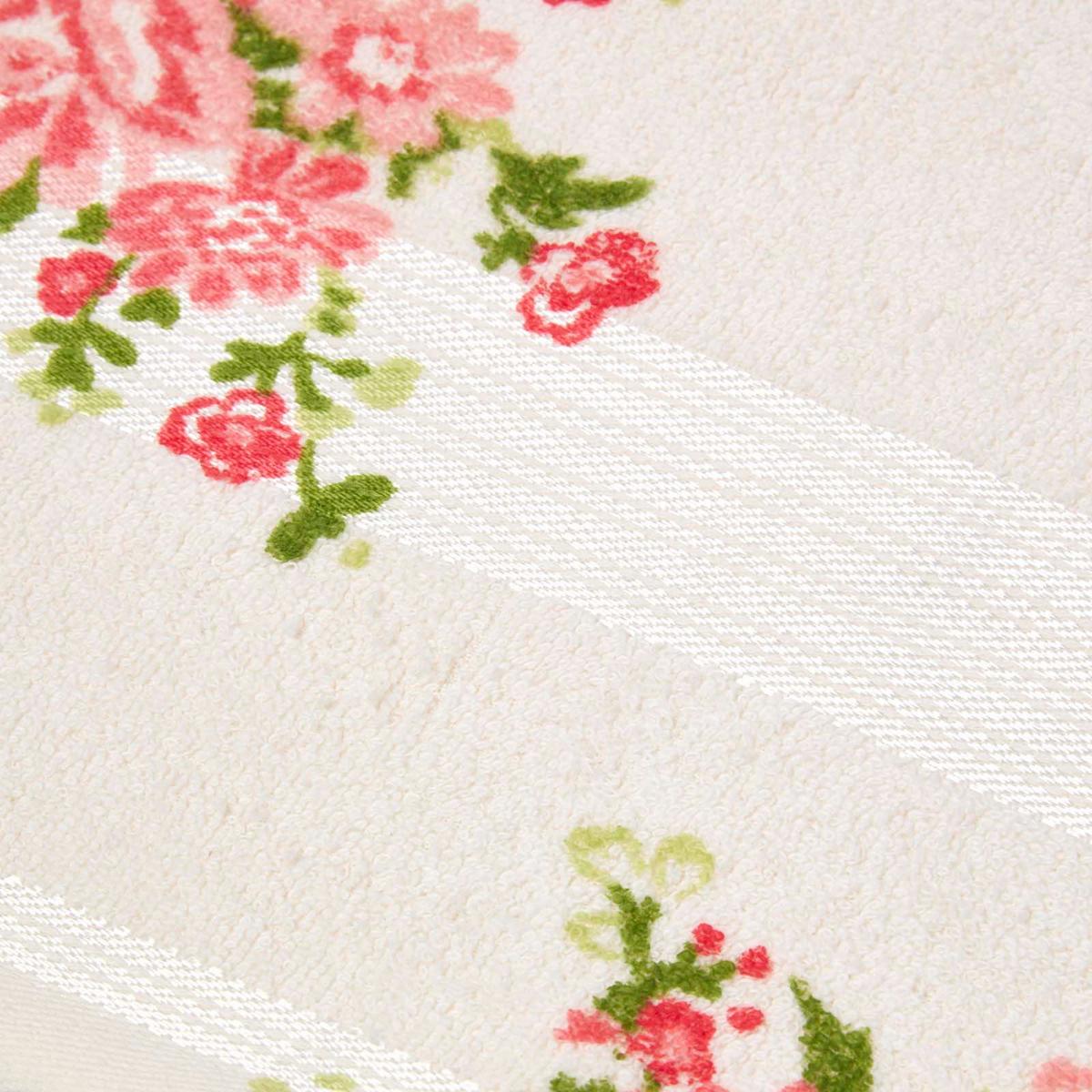 DUSCHTUCH Blumen creme 70/130 cm - Creme, Textil (70/130cm) - Homescapes