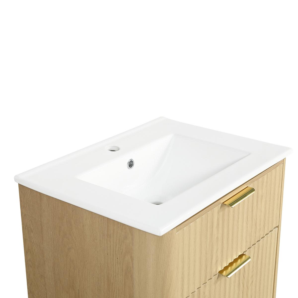WASCHTISCHUNTERSCHRANK Holzoptik mit 2 Schubladen & Papierhalter - Naturfarben, Holzwerkstoff (61/82/47cm) - Urban Meuble