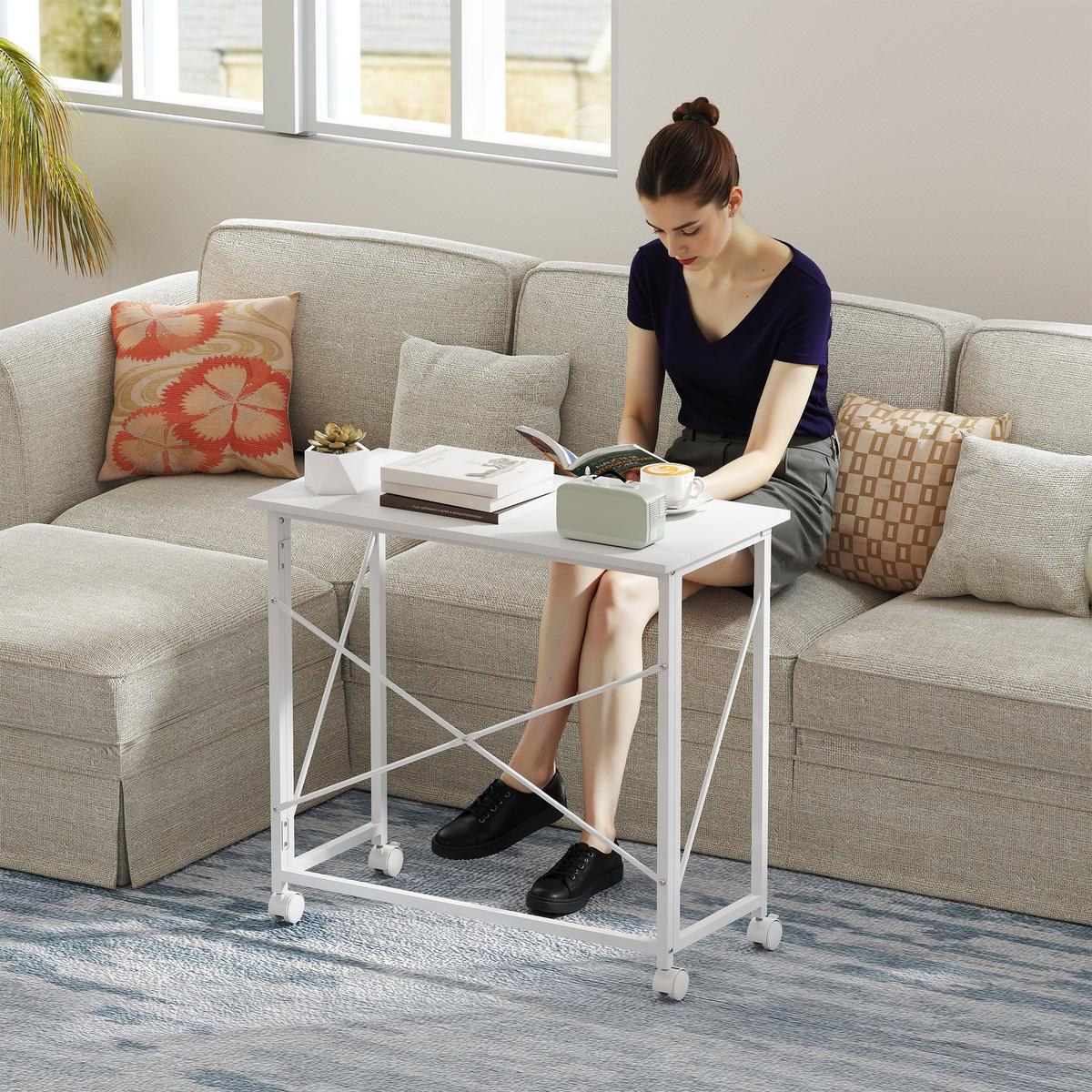 SCHREIBTISCH aus MDF Stahl Weiß - Weiß, Holzwerkstoff (80/40/75cm) - HOMCOM