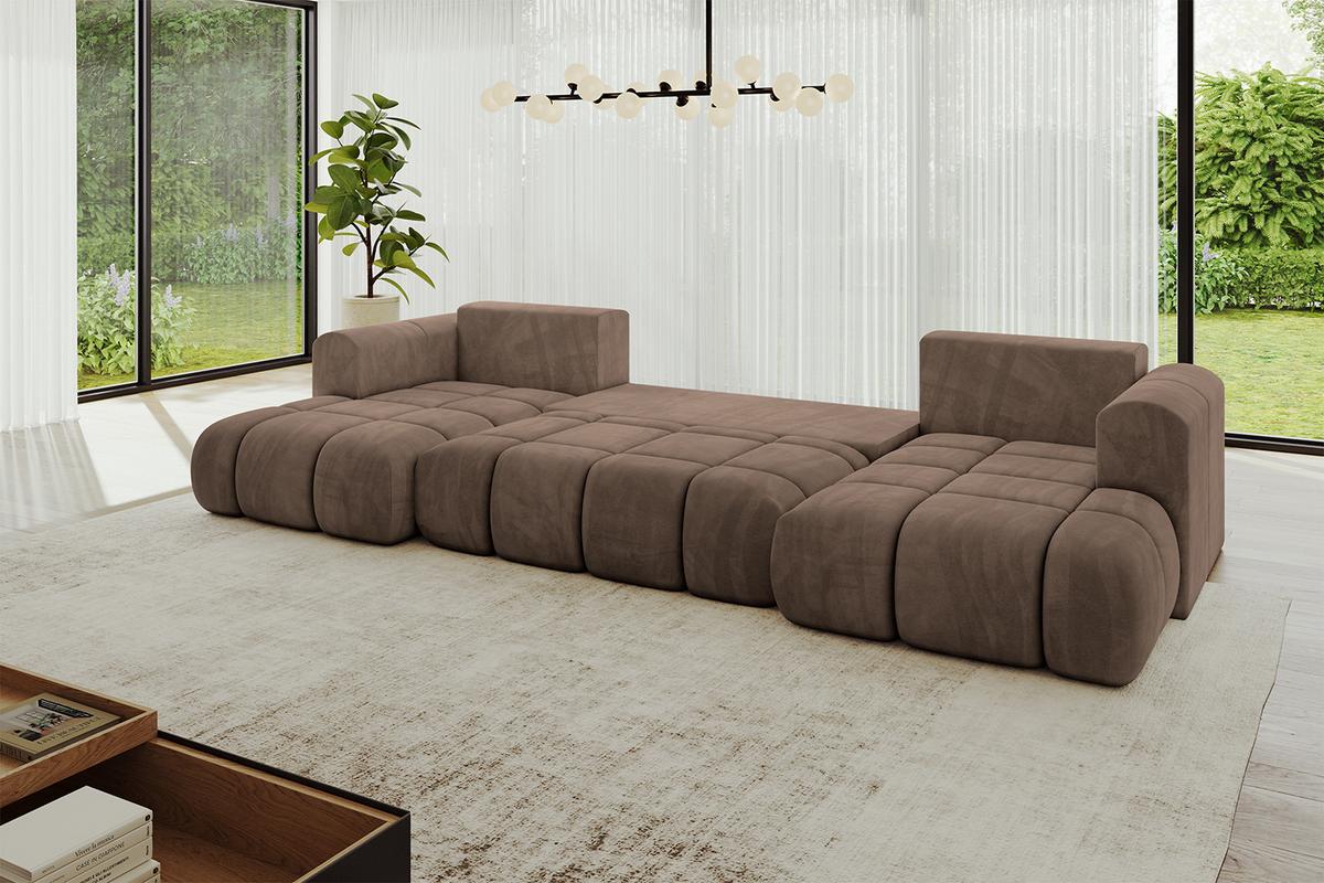 WOHNLANDSCHAFT CLOUD-U 405x185x90 Braun Velours - Braun, Holzwerkstoff/Kunststoff (405/90/185cm) - ALTDECOR