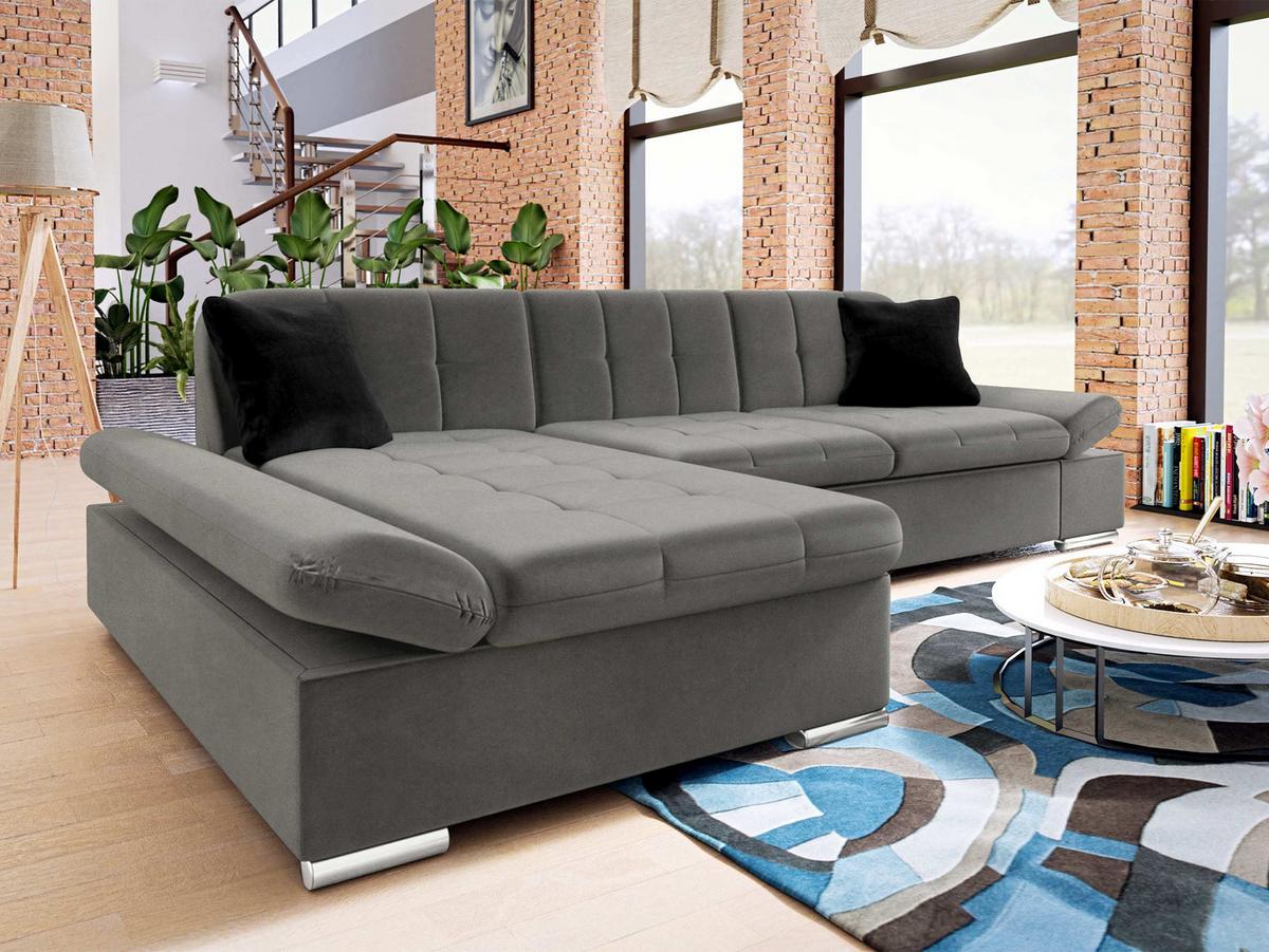 ECKSOFA Montana, Seite: Links - Alufarben/Schwarz, Holz/Textil (278/161cm) - MIRJAN24